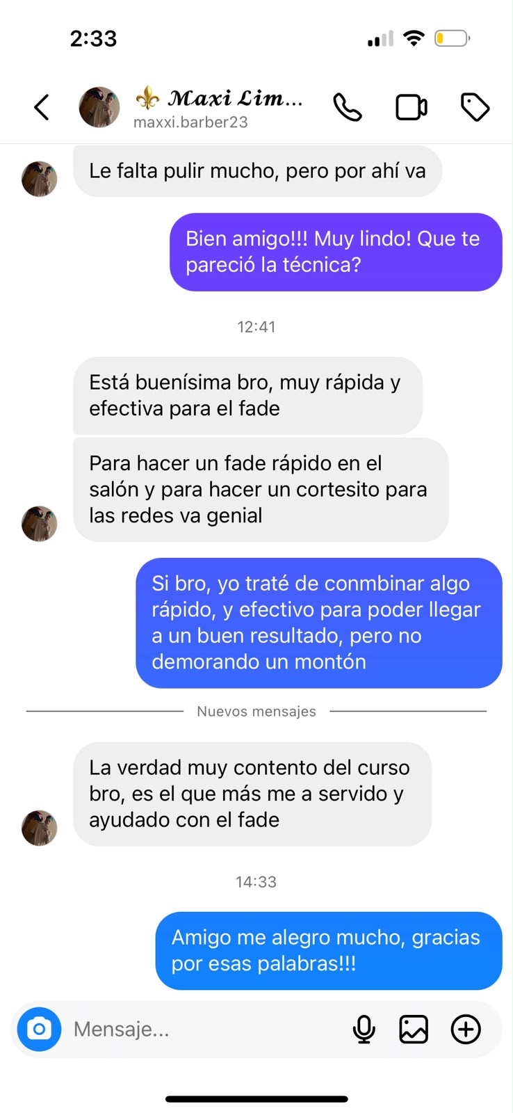 Reseña real de un alumno de Fade Masters
