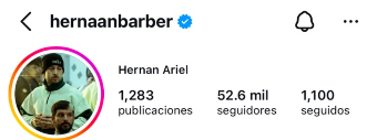 Instagram verificado del alumno: hernaanbarber, 52.6 mil seguidores